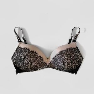 Victoria's Secret Black and Soft Pink Lace Bra